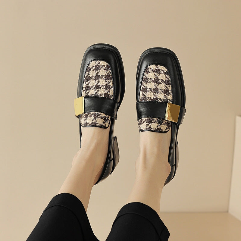 Soft Loafers with Metal Color Blocking