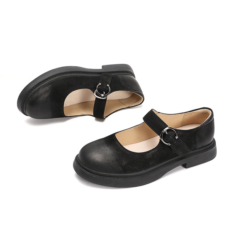 Retro Full Grain Flat Mary Jane Shoes