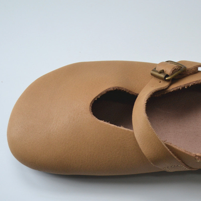 Handmade  Genuine Mary Jane Soft Walking Flats Casual Shoes Apricot/Coffee