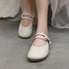 Comfy Mary Jane Flats Beige/Coffee