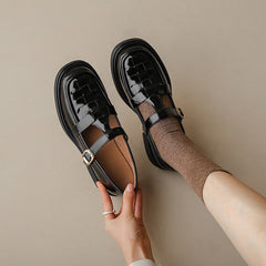 Retro Woven T Strap Mary Jane Shoes