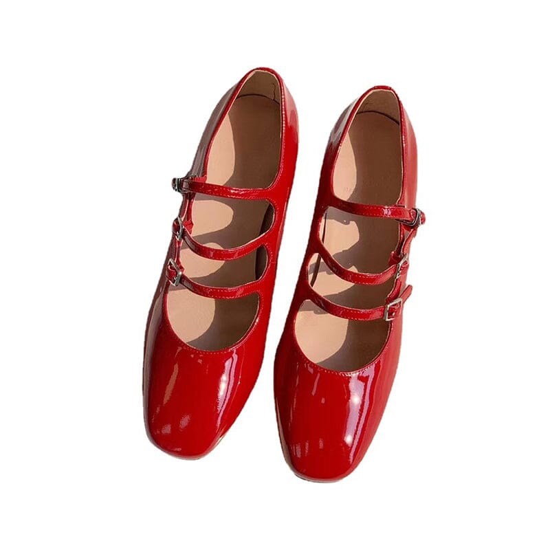 Handmade Mary Jane Shoes 40mm Triple-strap Pumps Block Heel