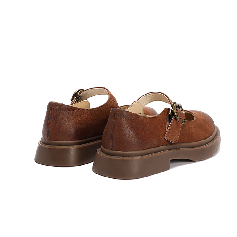 Retro Full Grain Flat Mary Jane Shoes