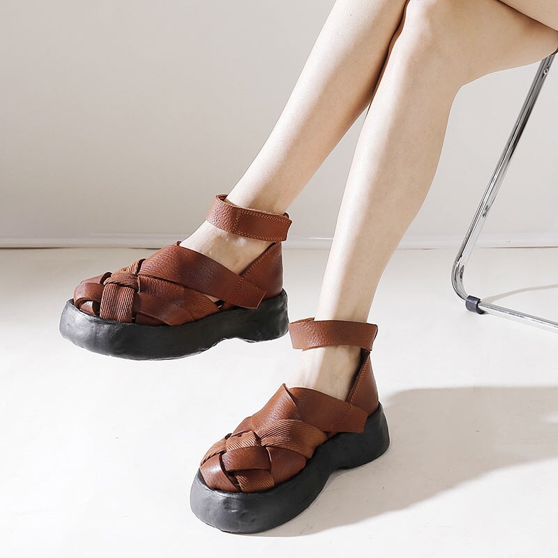 Genuine Platform Sandals Ankle Strap Gladiator Sandals