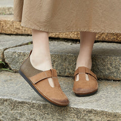 Soft Flat T Strap Mary Jane Shoes Round Toe