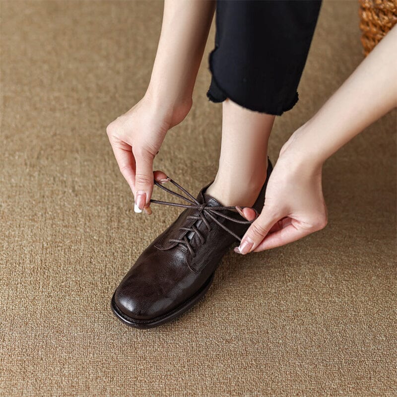 Round Toe Soft Lace Up Oxford Shoes