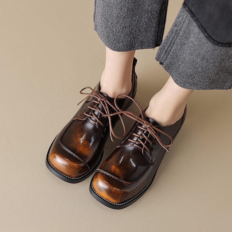 Round Toe Lace Up Oxford Shoes