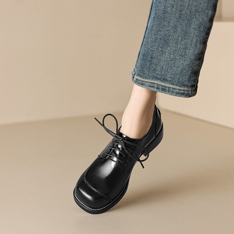 Round Toe Lace Up Oxford Shoes