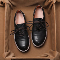 Retro Round Toe Oxfords Lace Up Derby Shoes