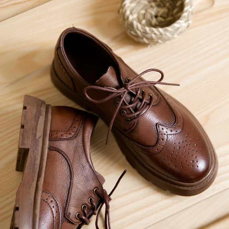 Wingtip Oxford Shoes's Genuine Lace Up Full Brogues