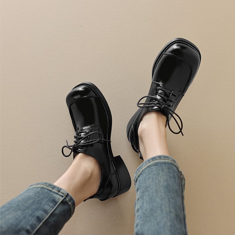 Round Toe Lace Up Oxford Shoes