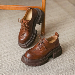 60mm Platform Brogue Oxfords Chunky Wingtip Lace Up Shoes