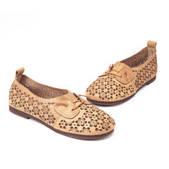 Comfy Genuine Flats Loafers Slip On Walking Flats Khaki/Brown