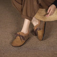 Handmade Soft Color Blocking Lace Up Flats Oxford Coffee/Khaki