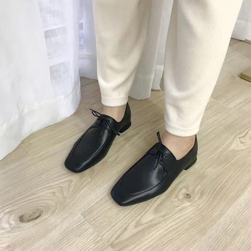 Zapatos Oxford suaves con lazo de cuero genuino