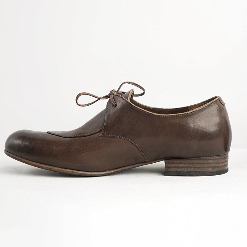 Oxfords mit runder Spitze und Pferde-Schnürung, Derby-Schuhe