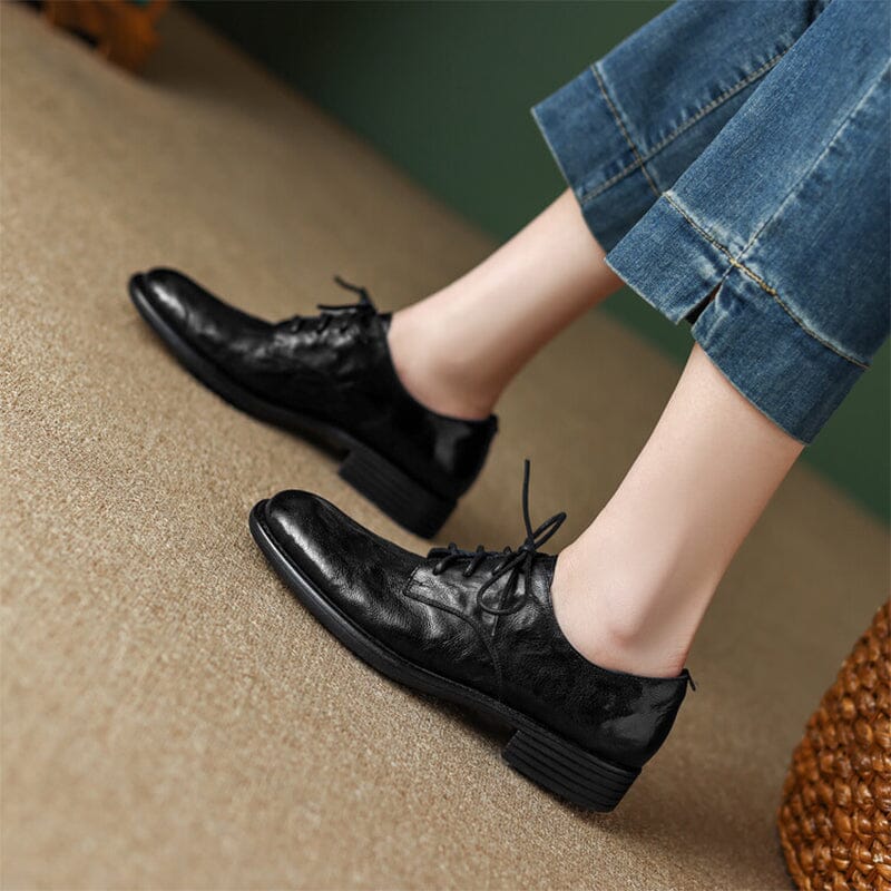 Round Toe Soft Lace Up Oxford Shoes