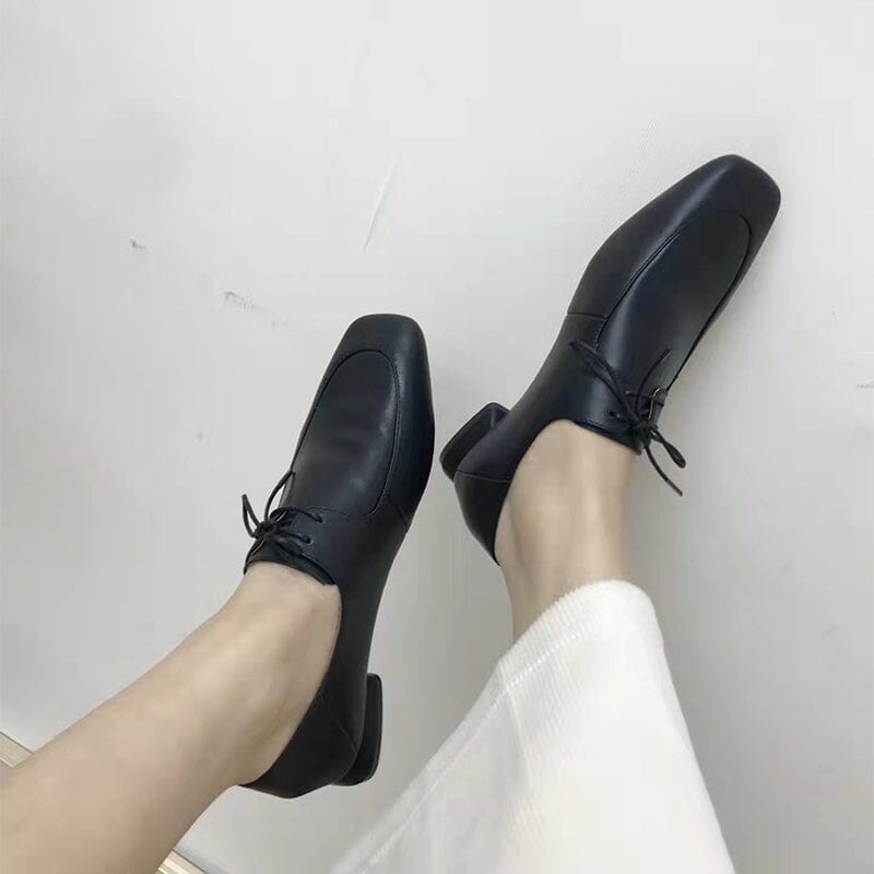 Zapatos Oxford suaves con lazo de cuero genuino