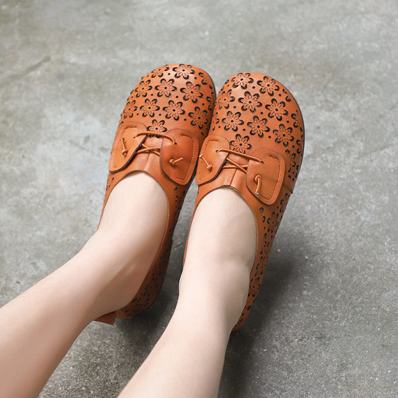 Comfy Genuine Flats Loafers Slip On Walking Flats Khaki/Brown