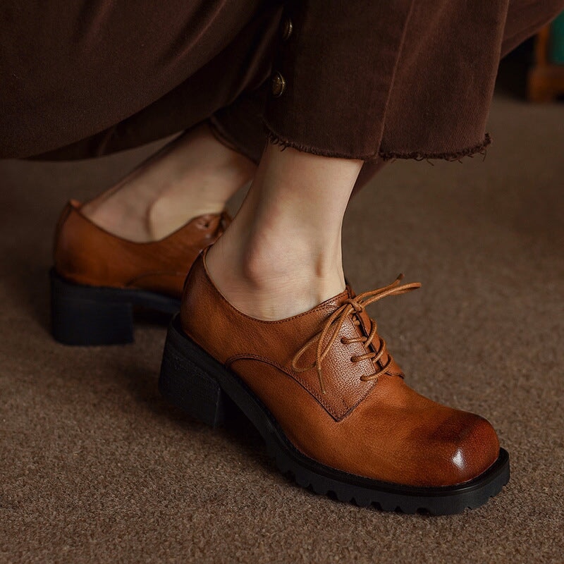 Handmade Platform Lace Up Oxfords