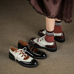 Retro Lace Up Shoes Round Toe Brogue Oxford Shoes