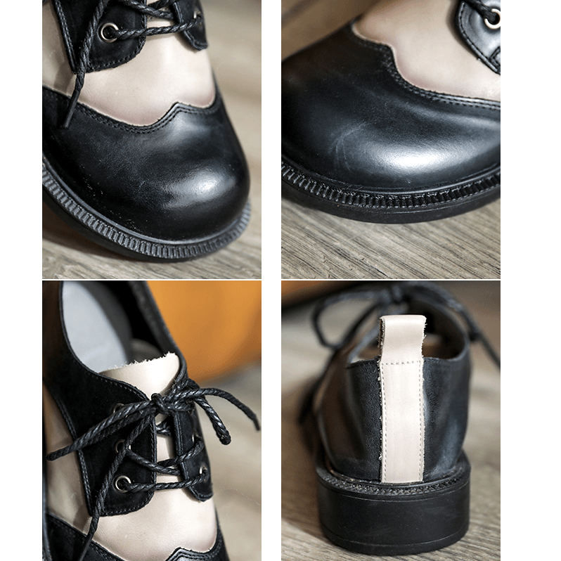 Designer Shoes Oxford Lace Up Shoes Color Block Retro