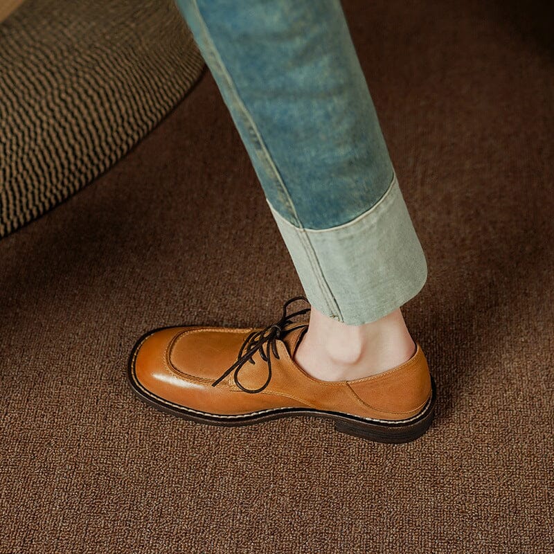 Handmade Calfskin Lace Up Oxfords