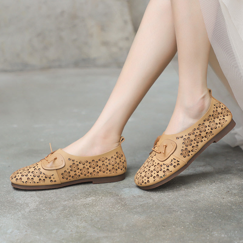 Comfy Genuine Flats Loafers Slip On Walking Flats Khaki/Brown