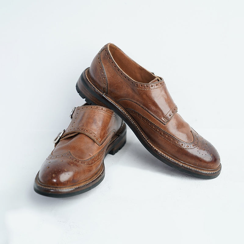 Classic Monk Shoes Goodyear Horse Brogue Oxfords