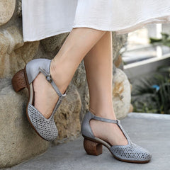 Woven T Strap Pumps Original Design