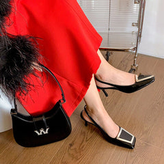 Handmade Square Toe Pumps 75mm Kitty Heel