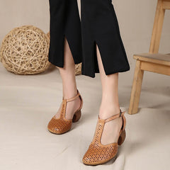 Woven T Strap Pumps Original Design