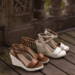 95mm Slingback Espadrille-Wedge Sandals rivet-anklet