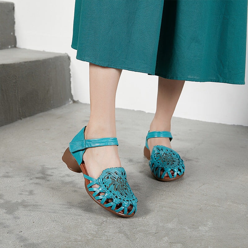 Retro Woven Sandals Soft Bottom Blue/Grey