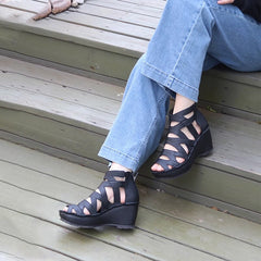 Handgemachte Gladiator Sandalen Retro Peep Toe Wedges