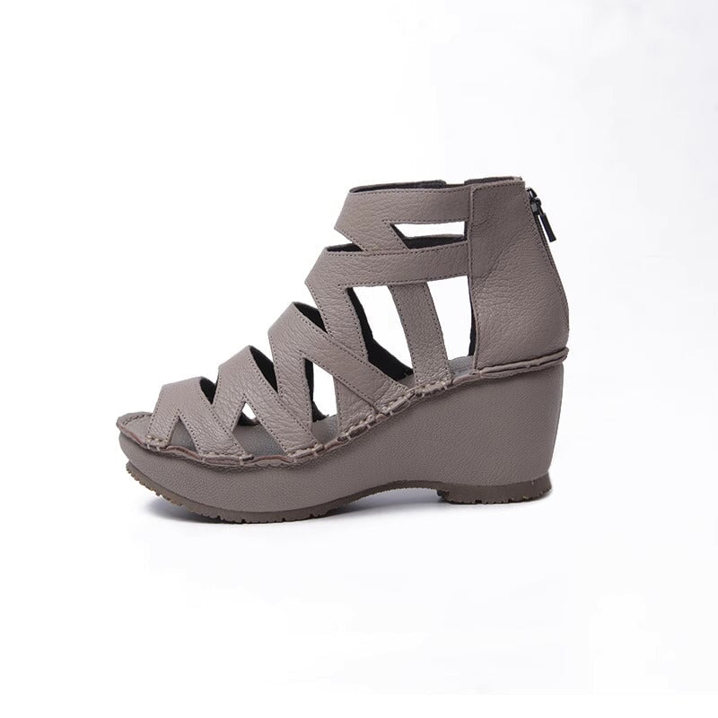 Handgemachte Gladiator Sandalen Retro Peep Toe Wedges