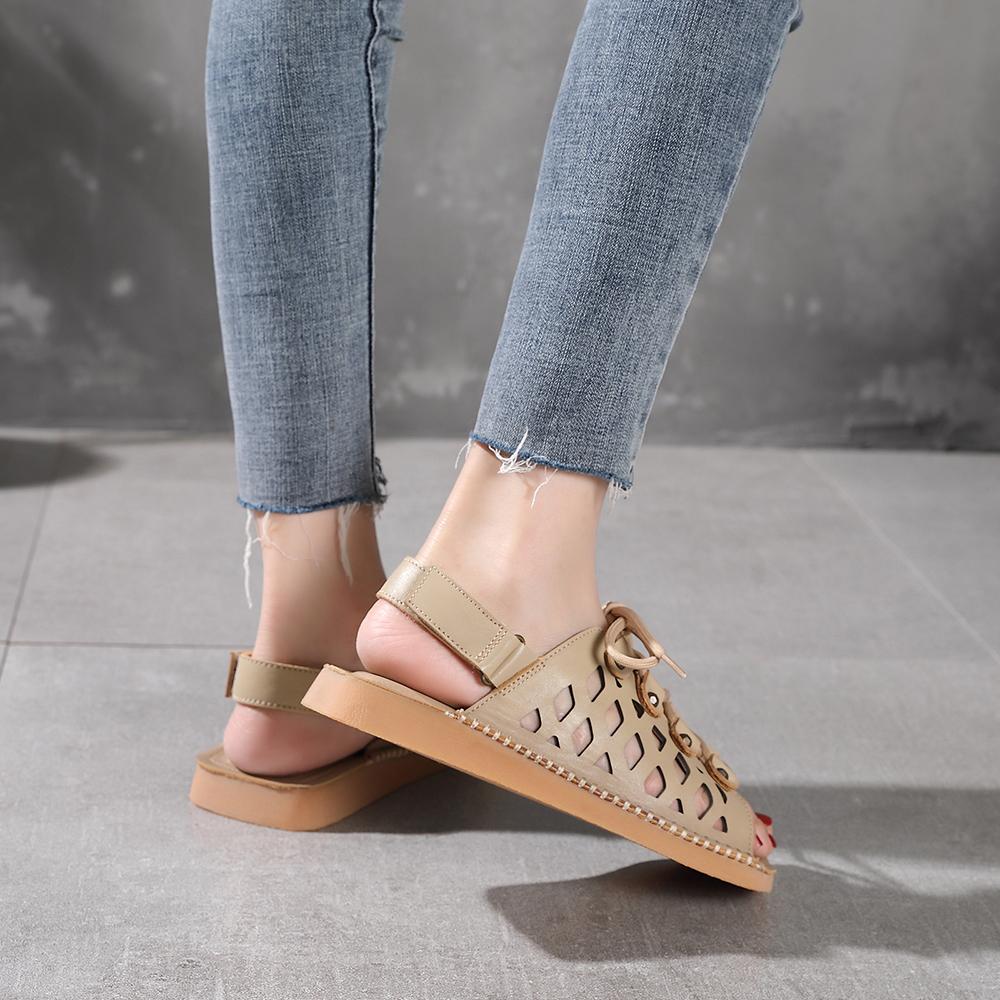 Sandalias de tiras con punta abierta retro