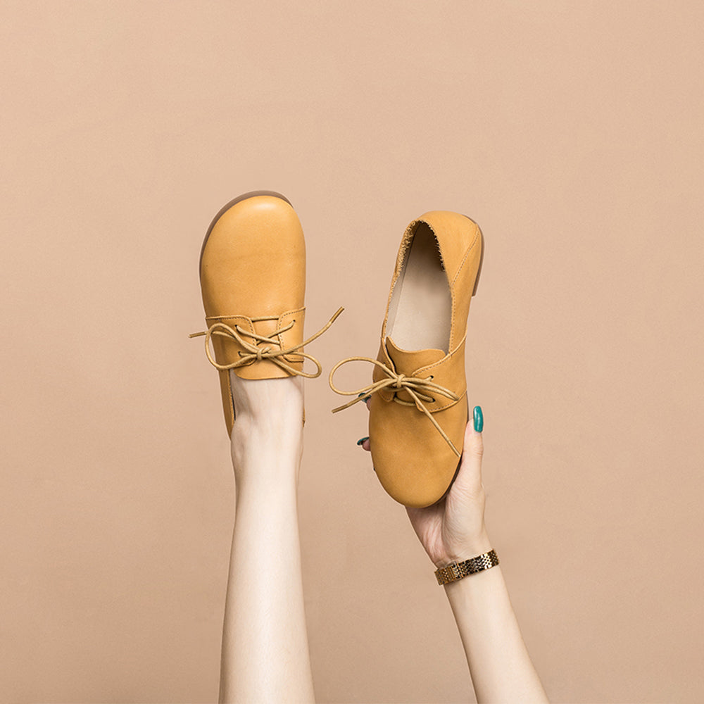 Soft Lace Up Flats Yellow/White/Pink