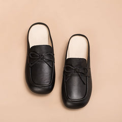 Retro Bowknot-Detailed Loafer Mules Backless Loafers