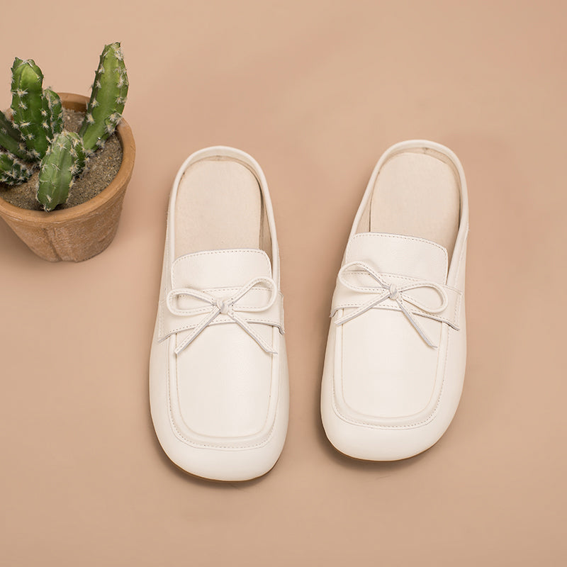 Retro Bowknot-Detailed Loafer Mules Backless Loafers