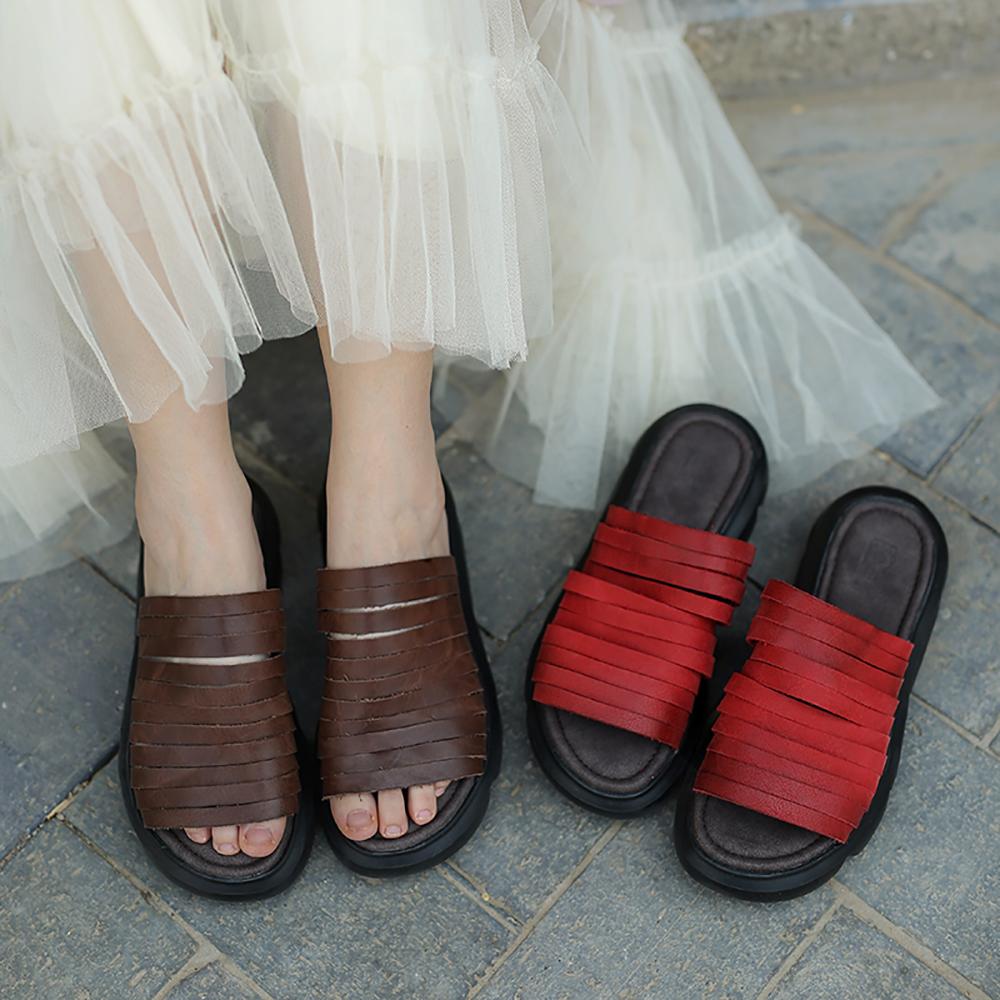 Handmade Gladiator Slippers Genuine Platform Summer Slippers Outdoor