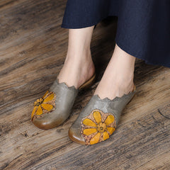 Retro Slippers with Flowers