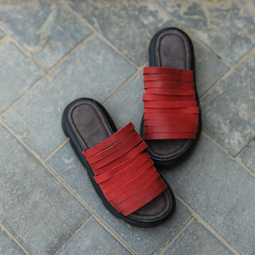 Pantuflas de gladiador hechas a mano con plataforma auténtica, pantuflas de verano para exteriores