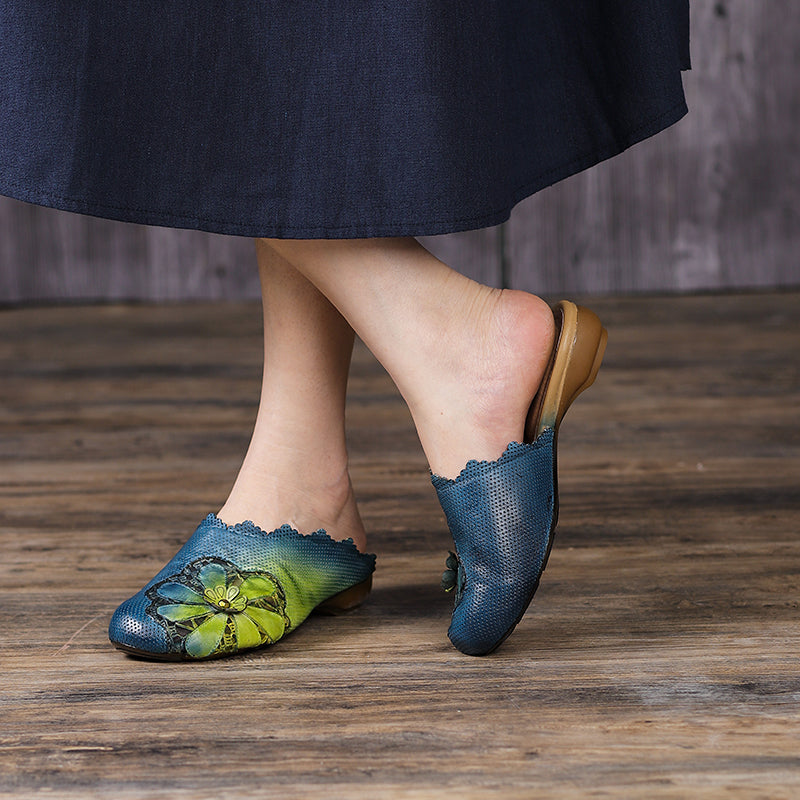 Retro Slippers with Flowers