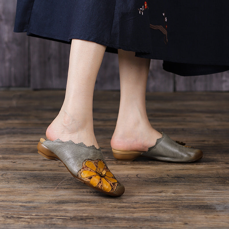 Retro Slippers with Flowers