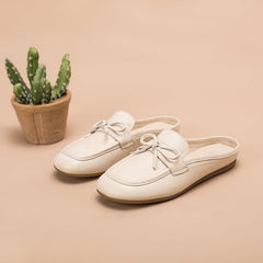 Retro Bowknot-Detailed Loafer Mules Backless Loafers