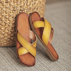 Cross Strap Slide Sandals Flat Slippers