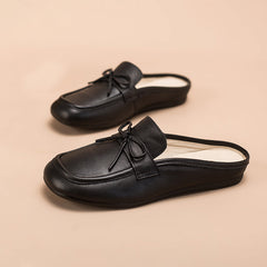 Retro Bowknot-Detailed Loafer Mules Backless Loafers