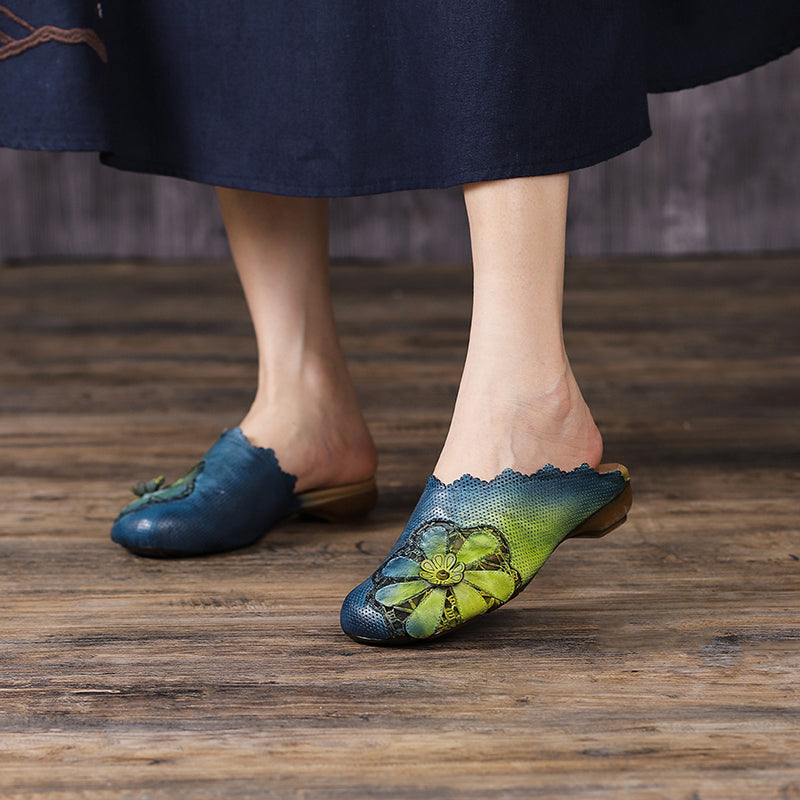 Retro Slippers with Flowers