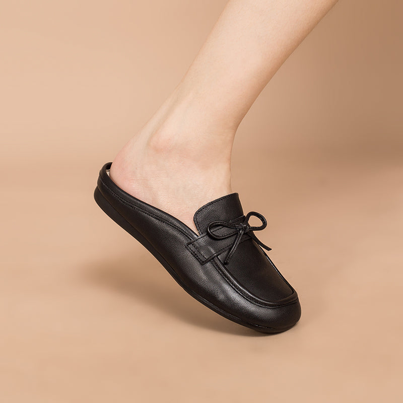 Retro Bowknot-Detailed Loafer Mules Backless Loafers